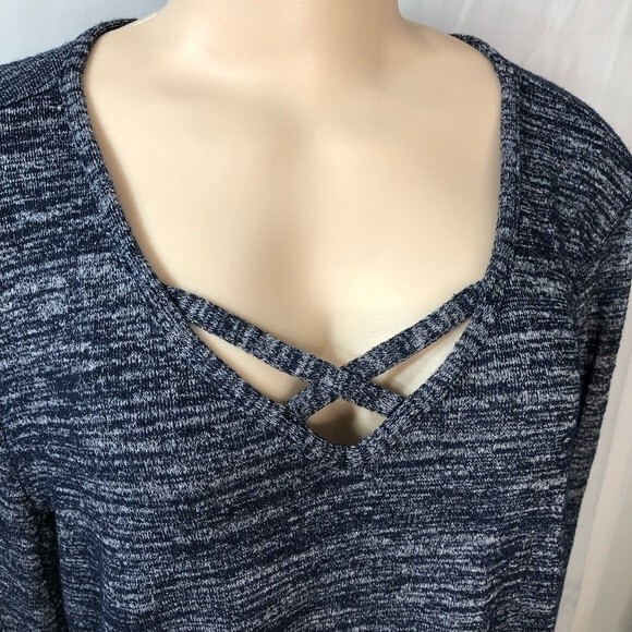 Sonoma Women’s Long Sleeve Sweater “Good For Life” ChestCross Navy Blue Gray.XL - Picture 5 of 13